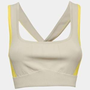 Hermès Grey Stretch Knit Yoga Crop Top S