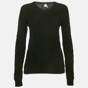 Hermes Black Horse Bit Jacquard Knit Cashmere Long Sleeve Sweater M