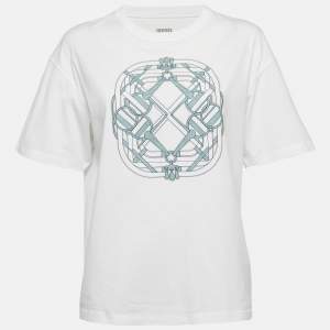 Hermès White Printed Cotton Mors a Jouets T-Shirt L