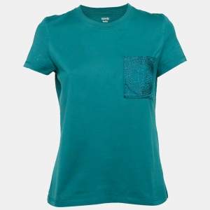 Hermes Green Cotton H Embroidered Pocket Detail T-Shirt M