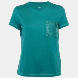Hermès Teal Green Jersey Embroidered Pocket T-Shirt M