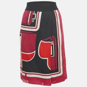 Hermes Multicolor Printe Silk Skirt M