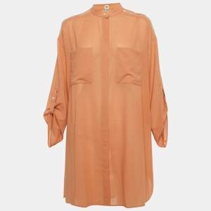 Hermes Peach/Light Orange Wool Shirt Dress M