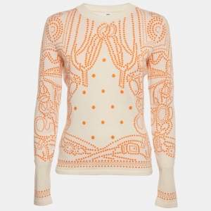 Hermes Orange Cashmere Brides de Gala Sweater M