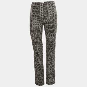 Pre Owned Hermes Black Logo Jacquard Knit Trousers S