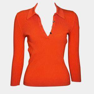 Pre Owned Hermes Orange Long Sleeve Sweater