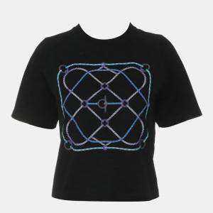 مملوكة مسبقًا Hermes Black Cotton Printed Cropped Top