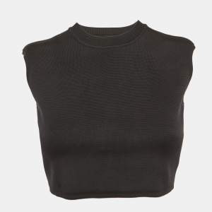 مملوكة مسبقًا Hermes Black Knit Sleeveless Crop Top M