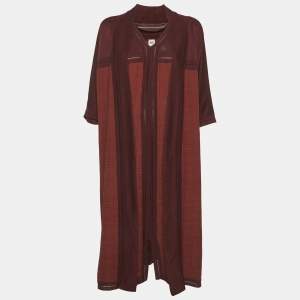 مملوكة مسبقًا Hermes Brown Embroidered Sateen and Knit Dress Set S