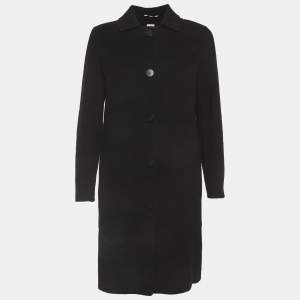 مملوكة مسبقًا Hermes Black Felt Mid-Length Coat S