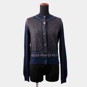 مملوكة مسبقًا Hermes Harnais De Cour Cardigan Gray/Navy Cashmere, Silk Size 40