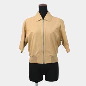 Pre Owned Hermes Leather Jacket Size 36 Beige Leather Cotton