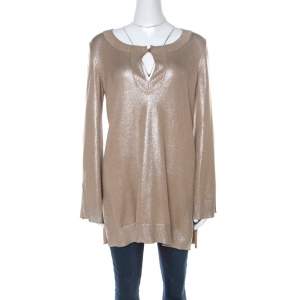 Hermes Metallic Silk and Lurex Knit Sweater M 