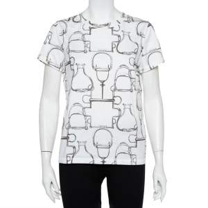 Hermes White Saddle Printed Cotton Crewneck T-Shirt XL