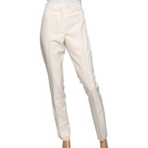 Hermes Cream Wool Trousers M