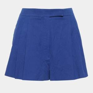 Hermes Blue Cotton Pleat Detailed Shorts M