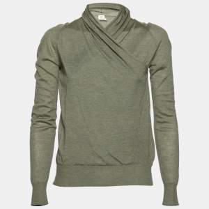 Hermes Green Cashmere Wrap Detail Sweater S