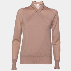 Hermes Dusky Pink Cashmere Wrap Detail Sweater S