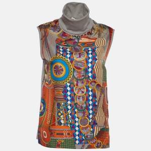 Hermès Grey La Laboratoire du Temps Silk Sleeveless Turtleneck Top M