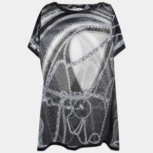 Hermes Blue Printed Cotton Oversized Tunic One Size  