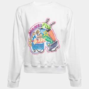 Hermes White Cotton Chevaloscope Embroidered Sweatshirt M