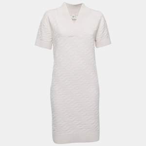 Hermès Pink Logo Knit Jacquard Mini Dress S