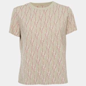 Hermes Beige Chain Print Cotton Short Sleeve T-Shirt L