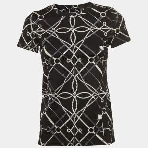 Hermès Black Ropes and Belts Printed Cotton Crew Neck T-Shirt S