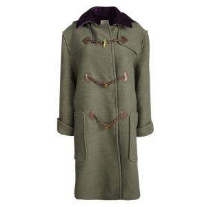 Hermes Green Wool Hooded Vintage Over Coat L