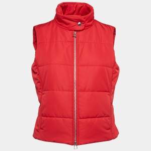 Hermès  Red Synthetic Sleeveless Zip Front Quilted Vest M