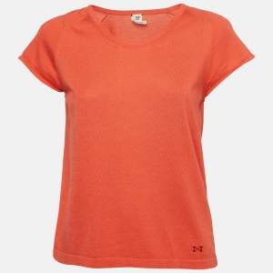 Hermes Coral Pink Knit Raglan Sleeve Top M