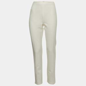 Hermes White Cotton Twill Skinny Trousers M