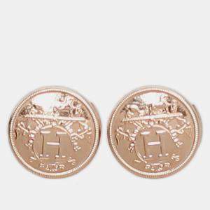 Hermes Rose Gold Ex-Libris Stud Earrings