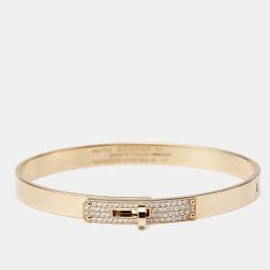 Hermes Kelly Small Model Diamond 18K Rose Gold Bracelet SH