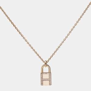 Hermes Kelly Cadenas Diamonds 18k Rose Gold Pendant Necklace