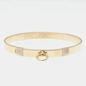 Hermes 18K Pink Gold Diamond Collier De Chien PM Diamond Bangle Carat/0.24