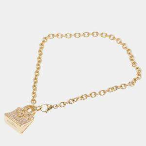 Hermes 18K Pink Gold Amulettes Kelly Diamond Charm Bracelet