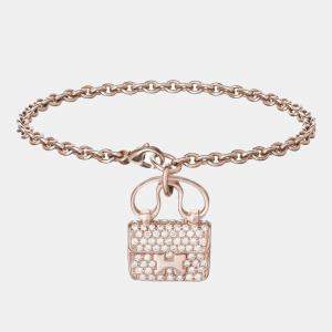 Hermes 18K Rose Gold and Diamond Amulettes Constance Bracelet