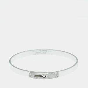 Hermes 18K White Gold Carat/0.33 Pave Diamond Kelly Bangle PM