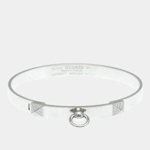 Pre Owned Hermes Collier de Chien Small 18K White Gold and Diamond Bangle Bracelet