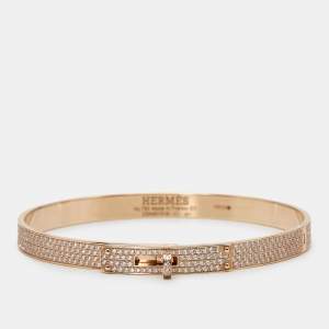 Hermes Kelly Diamonds 18k Rose Gold Small Model Bracelet
