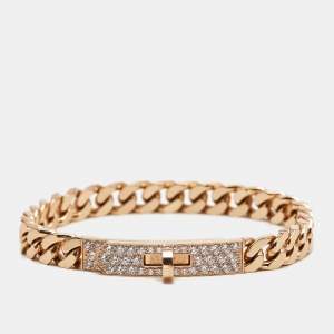 Pre Owned سوار هيرمس كيلي جورميت لينك ألماس ذهب وردي عيار 18