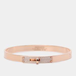 Pre Owned Hermès Kelly Diamonds 18k Rose Gold Small Model Kelly Bracelet