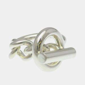 مملوكة مسبقًا Hermes Croisette Ring Silver Fashion No Stone Band Ring Silver EU 51