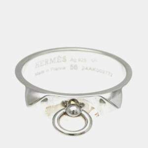 مملوكة مسبقًا خاتم هيرمس كولييه دي شين فضة 925 موضة بدون حجر خاتم شريط فضة