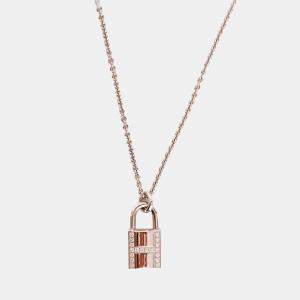 Pre Owned Hermes 18K White Gold Diamond 'Cadenas' Lock Pendant