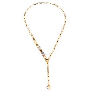 Hermes Kelly Chaine Diamond 18K Rose Gold Lariat Necklace