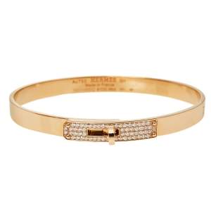 Hermes Kelly Small Model Diamond 18K Rose Gold Bracelet SH