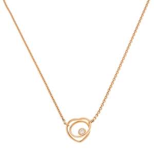  Hermes Vertige Cœur Diamond 18K Rose Gold Toggle Pendant Necklace SH