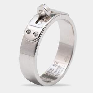 Hermes Kelly Diamond 18k White Gold Small Model Ring Size 52